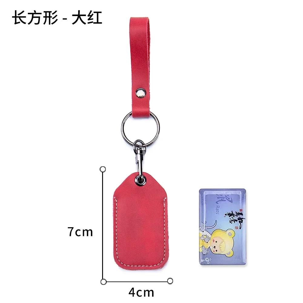 Genuine Leather Key Holder Bank Card Pocket Mini Bus Card Key Pouch Slim Housekeeper Key Access Card Protecter Cover