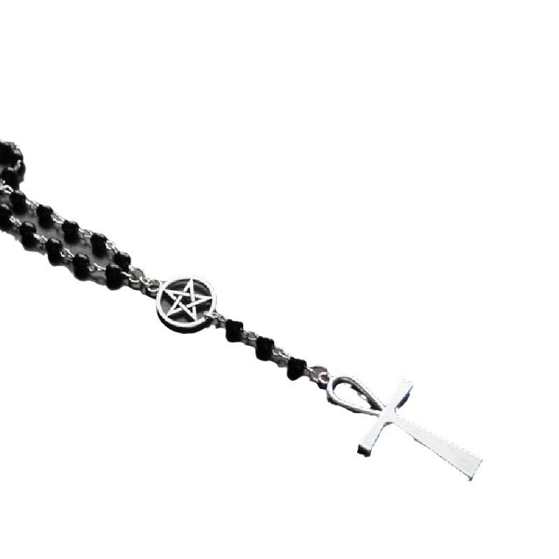 Colier cu cruce gotică de epocă Colier din aliaj cu pandantiv inimă de sticlă Colier stil punk