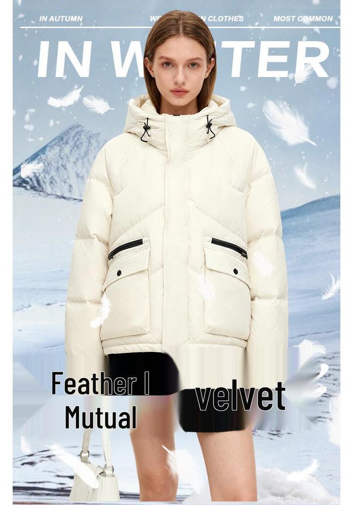Men's Unisex Hooded White Duck Down Jacket - Casual Style, Cold Protection