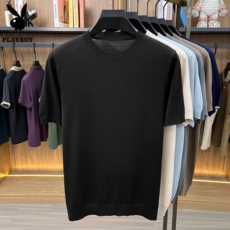 Playboy Men s Luxury Lyocell Silk Blend Round Neck T-Shirt M