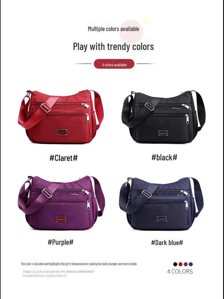 Bolsa de ombro feminina de lona de nylon de grande capacidade: Bolsa de mensageiro com vários compartimentos para mães de meia-idade e idosas