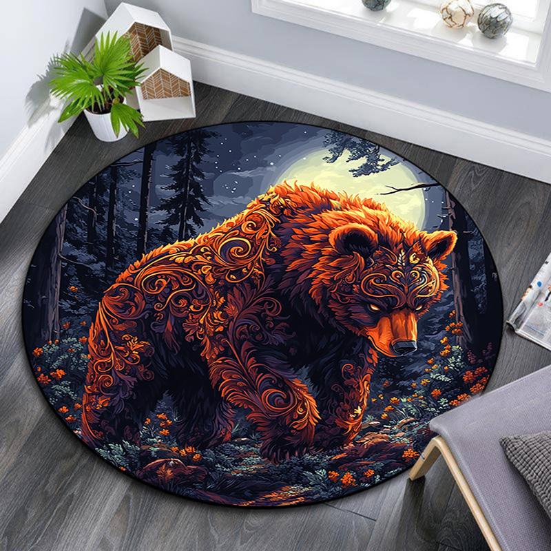 

Golden Bear Round Area Rug,Carpet Rug for Living Room Bedroom Sofa Playroom Decor,Non-slip Floor Mat 80cmx80cm