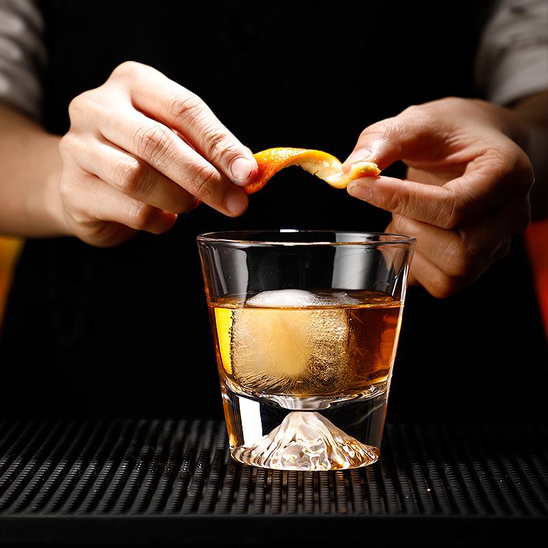2pcs Sets Japanese Style Mount Fuji Glass Cup Snow Mountain Cup Snowflake Pattern Cocktail Glass Exquisite Foreign Wine Glass