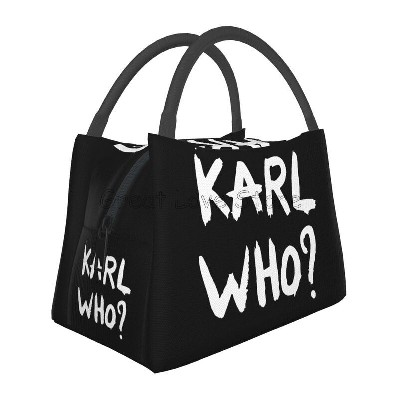 

Karl Who Slogan Thermal Lunch Bag Unisex Reusable Waterproof Cooler Insulated Lunch Box Bento Tote for Office Travel Picnic