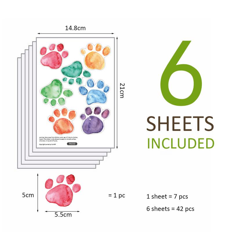 

42 шт. красочные наклейки на стену с изображением лап, пастельные наклейки на стену, декор комнаты для девочек, украшения детской спальни 42PCS