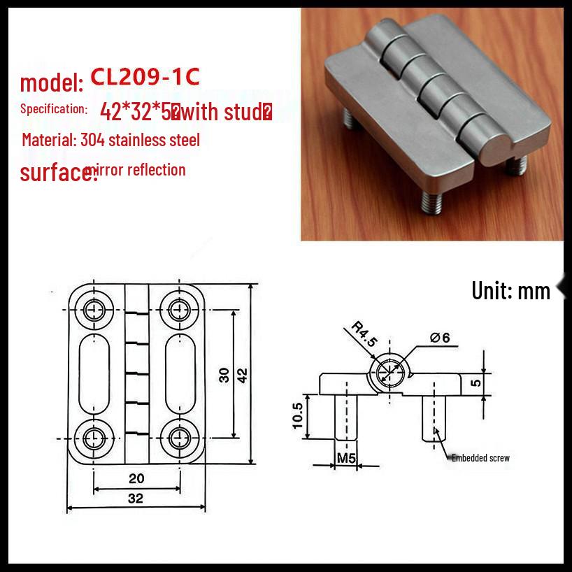 304 Stainless Steel Heavy Duty Industrial Flat Opening Thickened Mechanical Equipment Load-Bearing Hinge