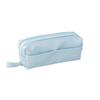 Large Capacity PU Pencil Case With Dual Zipper Compartments Water Resistant School Office Stationery Organizer