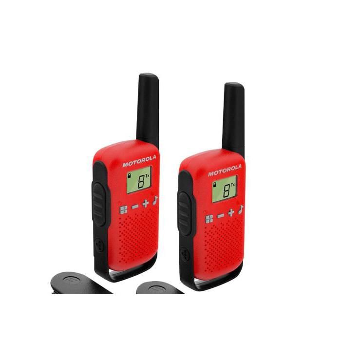 Talkies Walkies Motorola Rouge T42 - Portée 4 Km - 16 Canaux - Affichage LCD