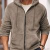 New Solid Color Casual Plush Autumn and Winter Hooded Zipper Polar Fleece Sweatshirt Jacket