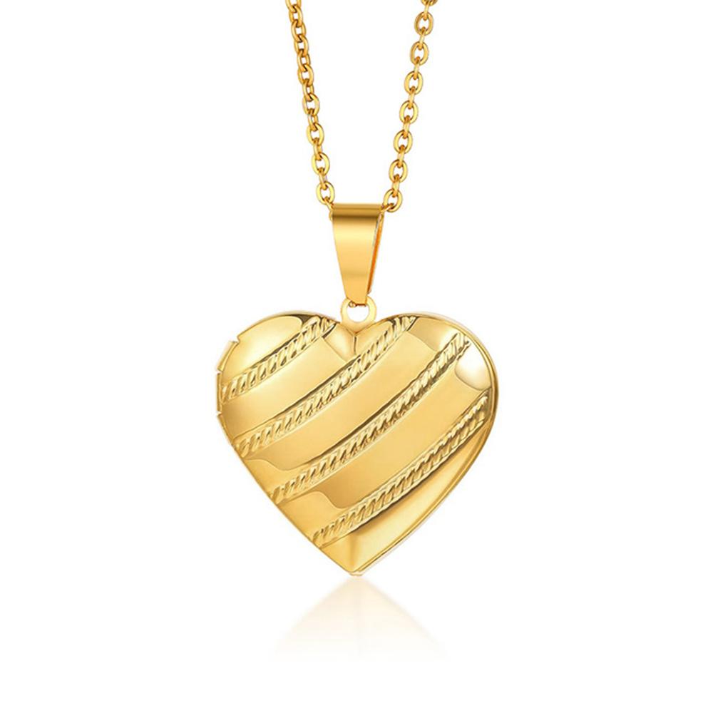 

Romantic Heart Locket Pendant Female Gold Color Stainless Steel Photo Frame Necklace For Women Lover Memorial Jewelry Gift 2025 50cm