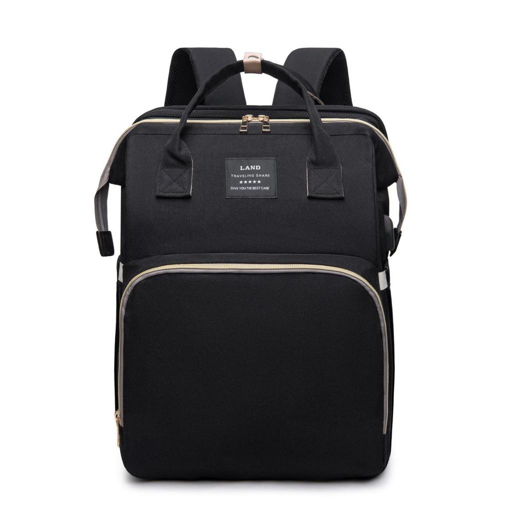 Waterproof Diaper Backpack with Baby Bed Convertible Bag Changing
