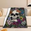 Skull Pattern Flannel Blanket Digital Print Blanket Halloween Gift Bedroom Sofa Decoration