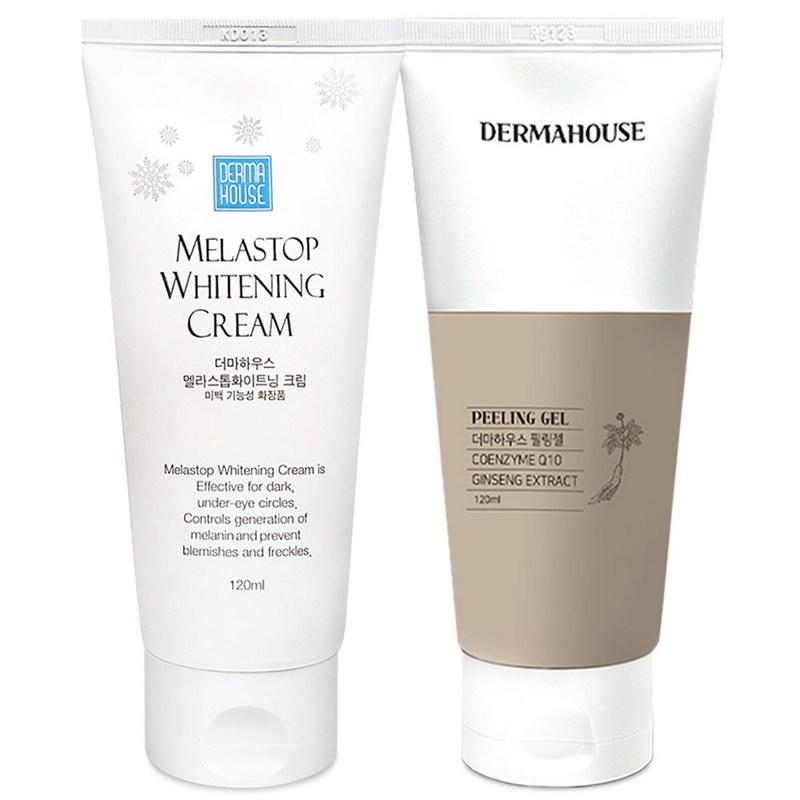 Melastop Whitening Large Size Cream 120ml + Moisturizing Peeling Gel 120ml / Whitening & Blemish Care / Skin Texture Refinement, 1 Set