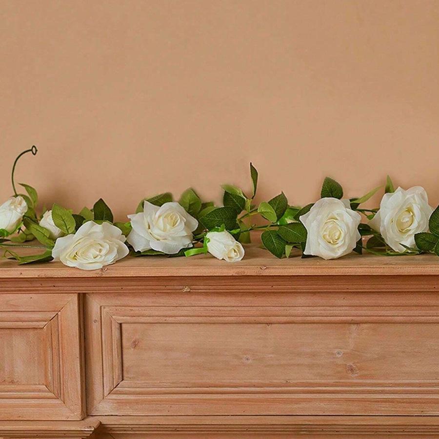 Artificial Simulation Vine White Rose Wreath Wedding Arch Flower Direct Sales Green Rose Vine Home Decoration