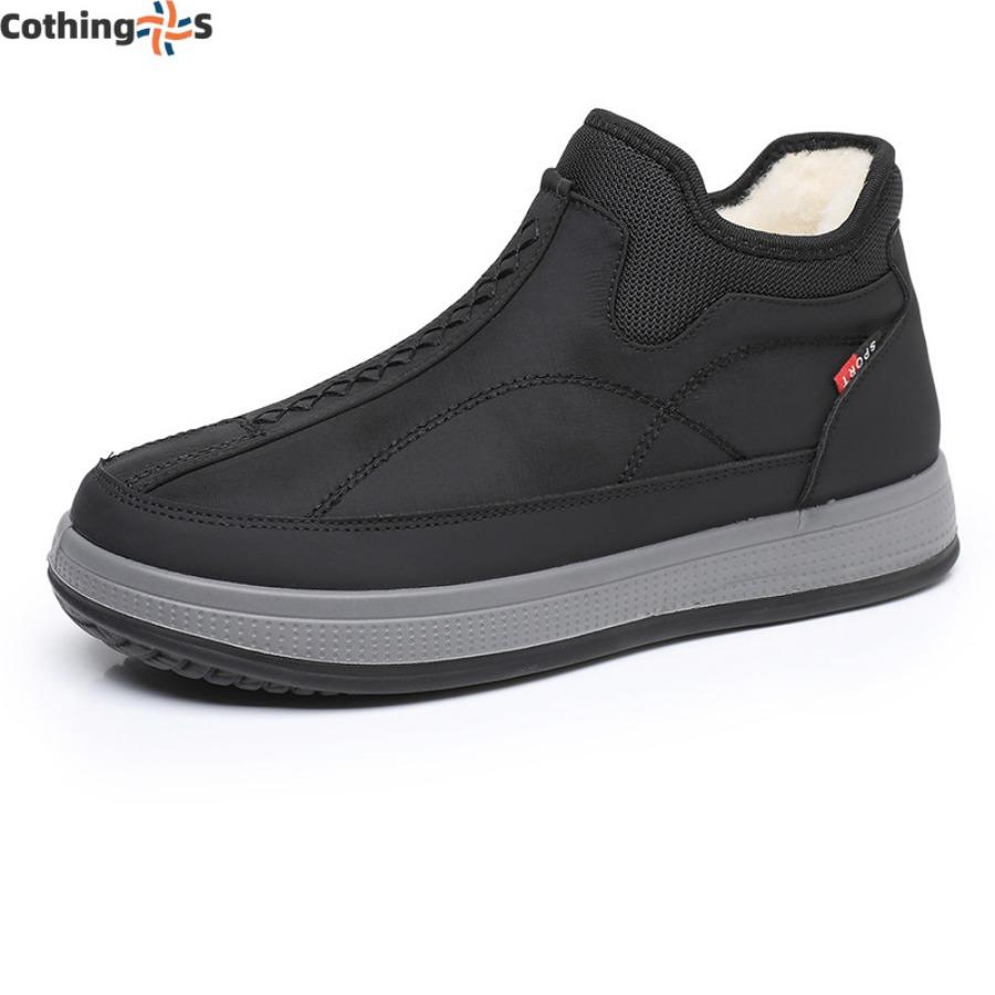 Зимняя тканевая обувь Мужские хлопковые ботинки с подкладкой из утолщенной овечьей шерсти — фото 5