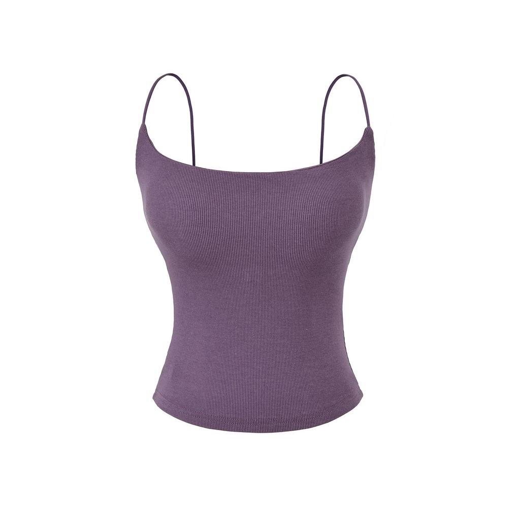 Seamless Padded Camisole with Elastic Straps, Sweat-Absorbent Cotton-Feel Lingerie Top, Versatile Multi-color Options