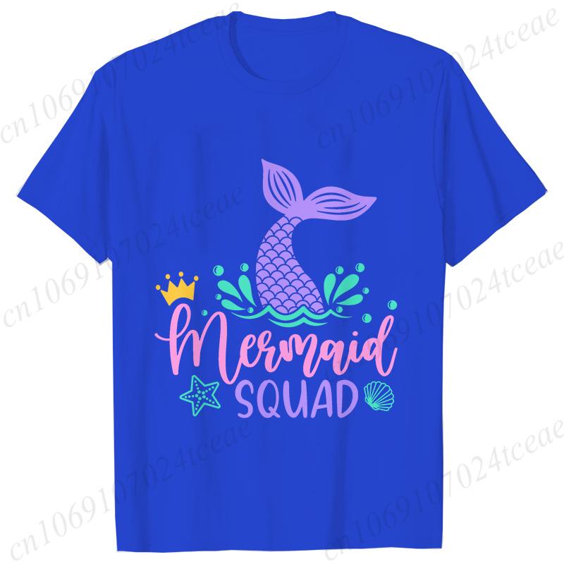 

Принт Mermaid Squad Женские футболки с коротким рукавом Одежда Футболка Русалка Девочки Вечеринка по случаю дня рождения Женские топы Команда дня рождения Женские топы 4XL