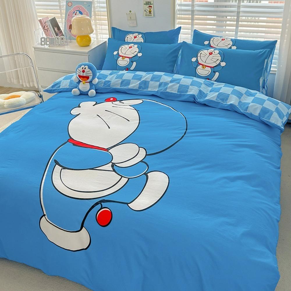 Blue Robotic Cat Bedroom set,Children'sGift Teenagers Adulte Microfibre Double Bed 2/3 pieceDuvet Coverwith Zip Room Decor
