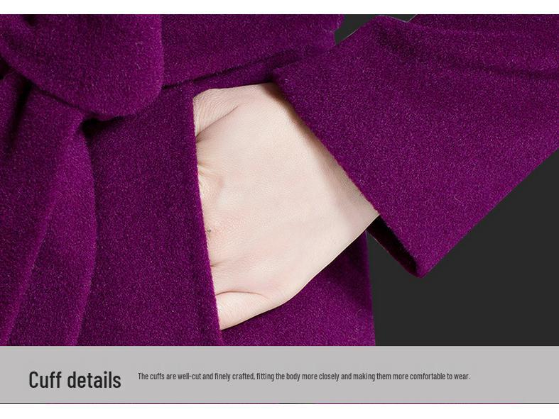 Women's Mid-Length Korean Wool Coat with Fox Fur Collar – Autumn/Winter