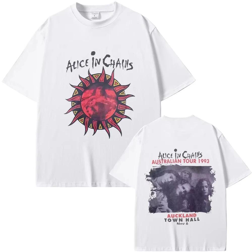Alice In Chains 1993 Tour Australiano Maglietta Vintage Double Sided Grunge Rock Cotone Nero Magliette Unisex