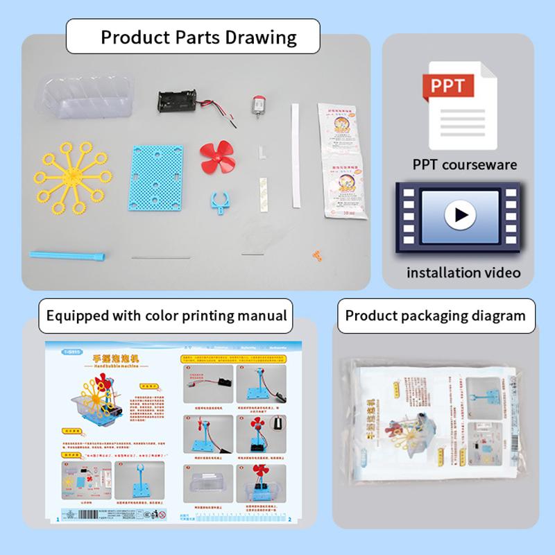 Toys Diy Bubble Machine Assembling Model Material Kits Students Educational Science Experiment Technology Toys For Children