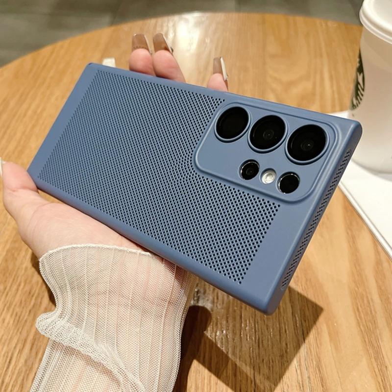 Mesh Heat Dissipation Breathable PC Case For Samsung S25 S24 S23 S22 S21 Plus Note 10 20 Ultra S20FE Ultra Thin Matte Hard Cover