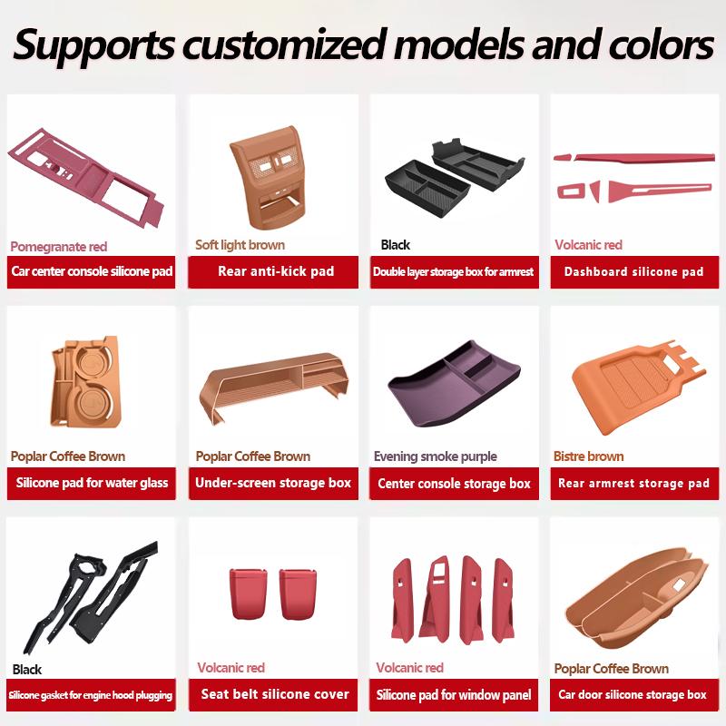 For Toyota Highlander Car Interior Accessories Decoration Center Console Silicone Mat Door Armrest Pad  Interior Upgrade