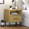 Day and Night - Day and Night Nightstand Metal Legs Solid Pine Wood Brown OSLO