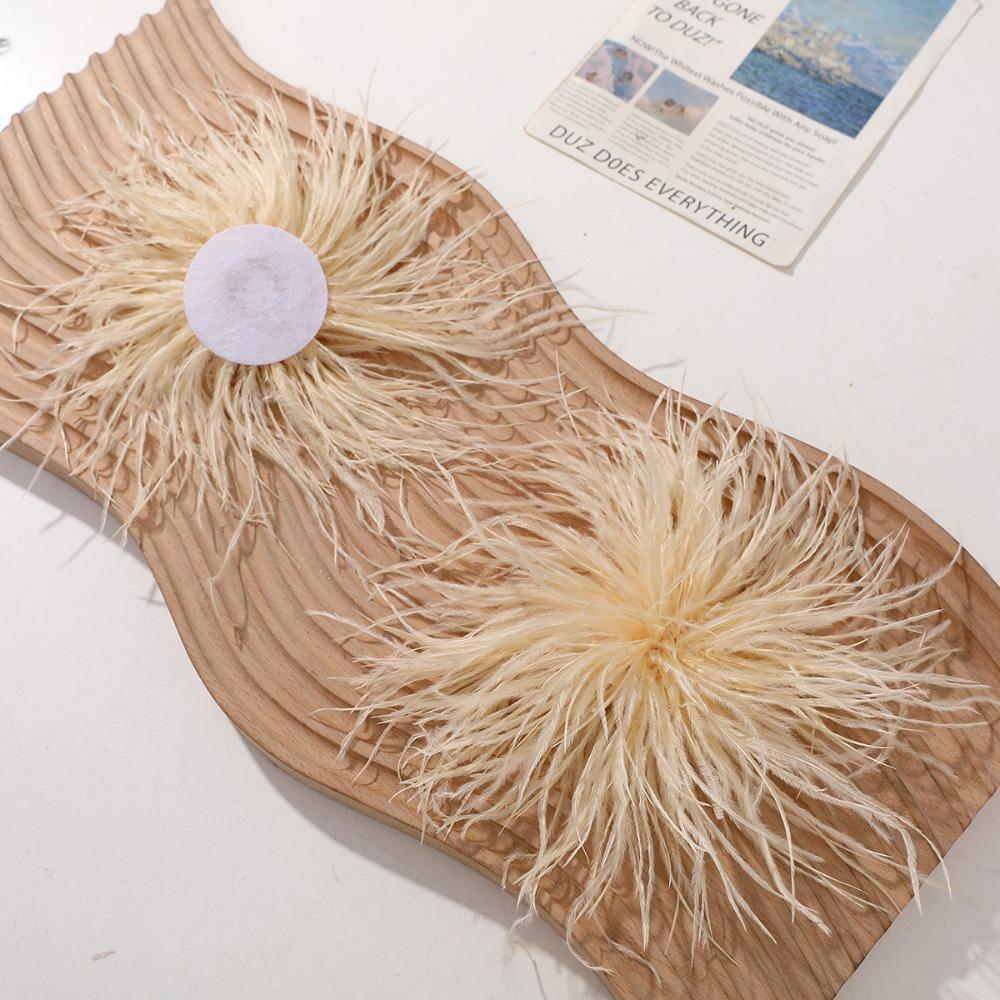 Fluffy Ostrich Feather Applique Handmade Feather Pin Feather Patch  DIY Handmade Accessory