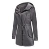 Women’s Trench Coat Cotton Solid Color Hooded Zipper Windproof Long Jacket Drawstring Outdoor Hiking Windcheater Spring Autumn Winter Outwear