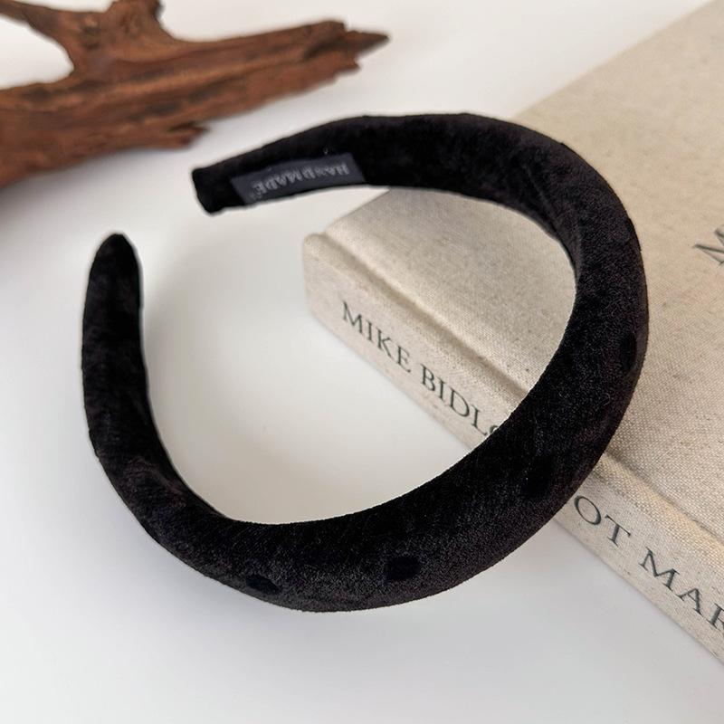 Autumn Winter Velvet Polka Dot Headband for Woman Girl Temperament Hair Hoop Wide Sponge Hair Band Lady Fashion Hair Accessories
