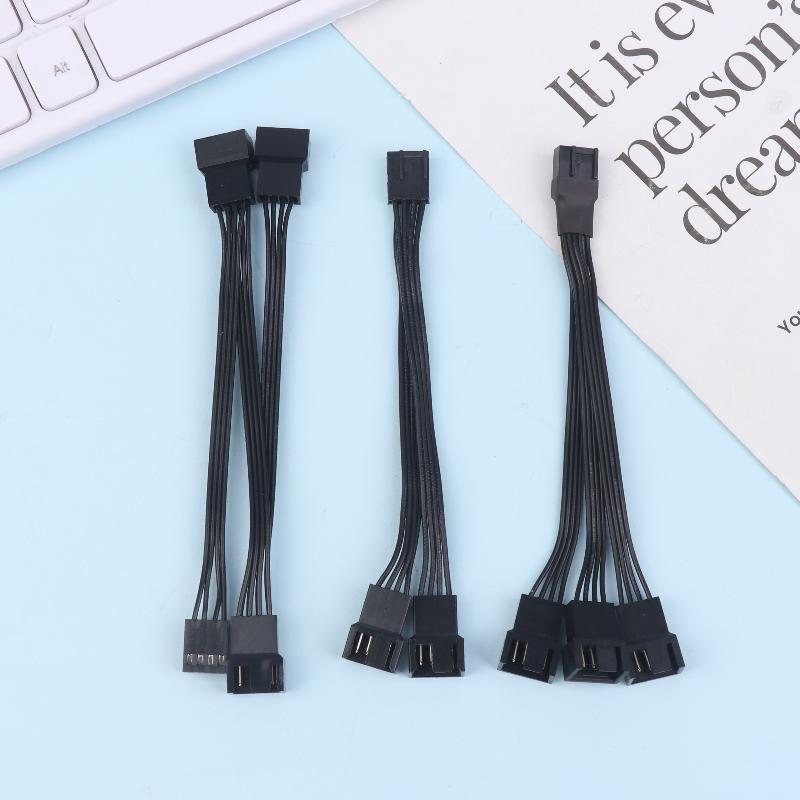 4Pin Pwm Fan Cable 1 To 2/3 Ways Splitter Black Sleeved Extension Cable Connector Pwm Extension Cables