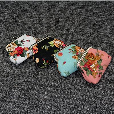 Rose Canvas Mini Geldbörse Damen Stoff Geldbörse Kinder Süße kleine Geldbörse