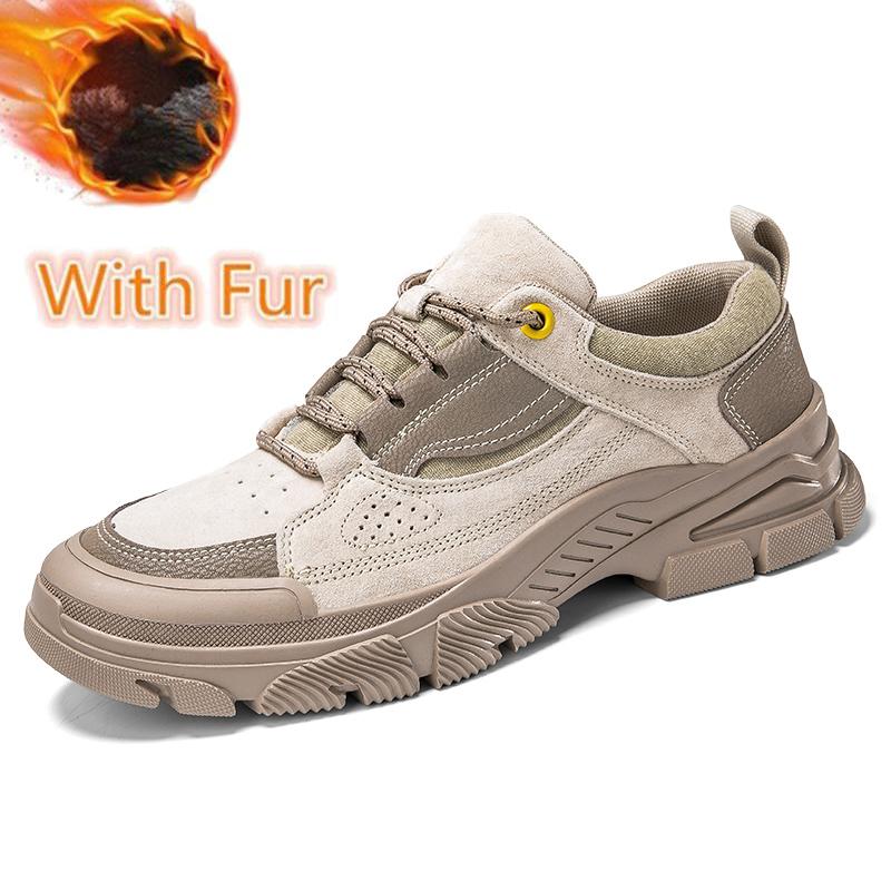 Genuine Leather Men Sneakers No-Slip Male Casual Shoes Comfortable Treking Footwear All-match Outdoor Hiking Shoes Leisure Walk