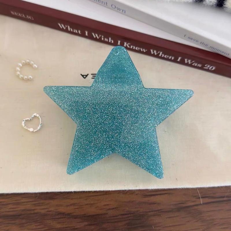 Pentagramm Y2k Mode große glänzende fünfzackige Stern Haarspange Klaue Acryl Essigsäure Hai Clip Haarschmuck