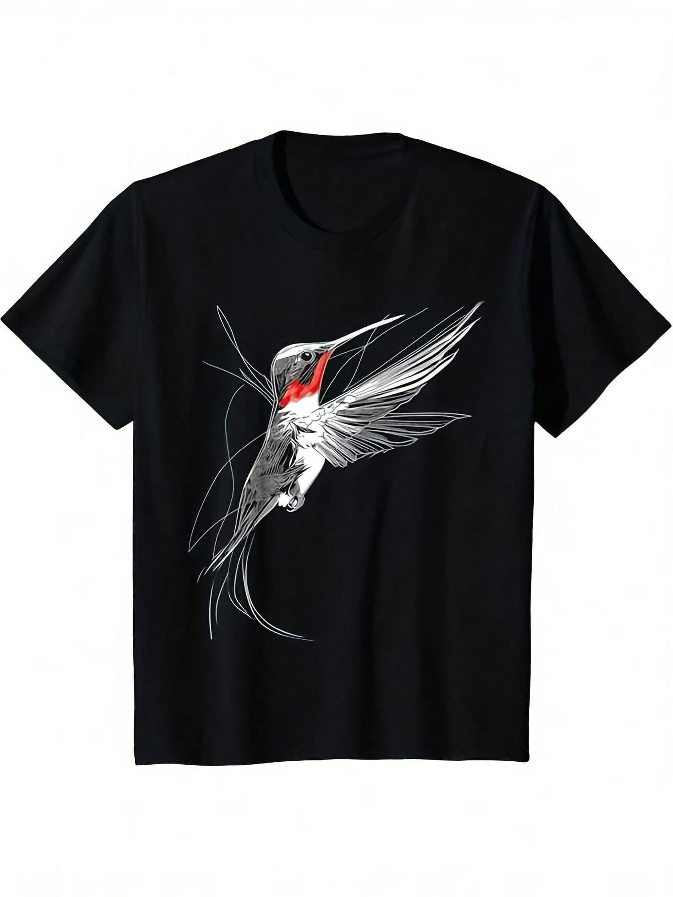 Hummingbird Art Drawing Animal Graphic Bird Hummindgbird T-Shirt S разноцветный
