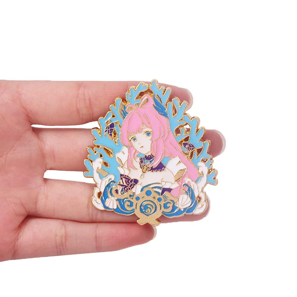 Genshin Impact Enamel Pin Brooch Naganohara Yoimiya Manyo Kamisato Ayaka Gan Yu Medal Brooch Game Fans Collect Badge Jewelry