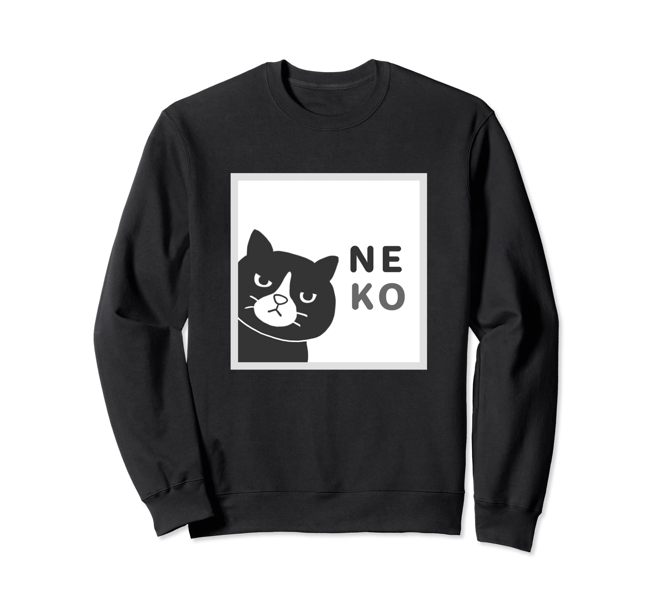 

Cat black and white the Fukigen Neko Cat Face Window Illustration Sweatshirt - neko, From window [Animal Friends] чёрный