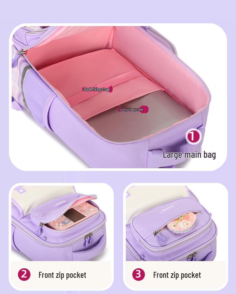 Lightweight Spine-Protection Backpack for Girls, Grades 1-4