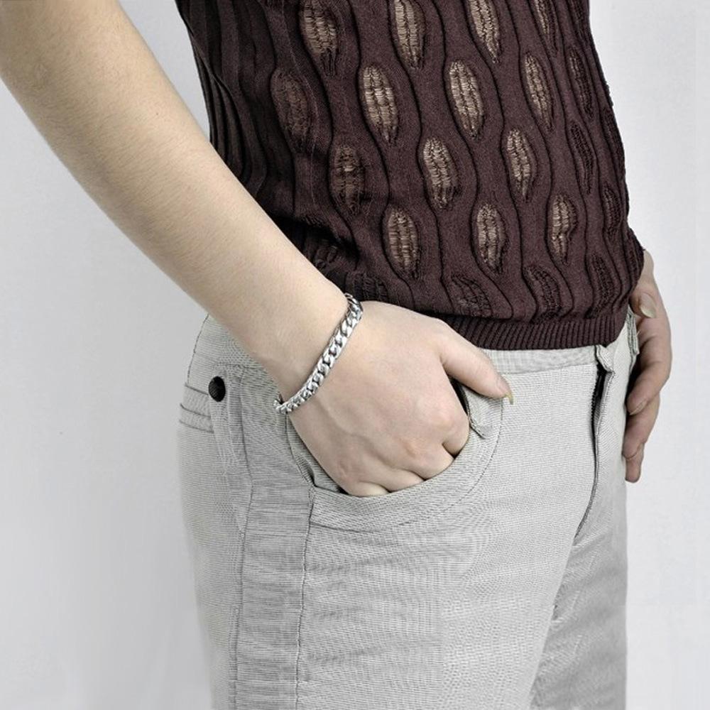 8Mm Men'S Whip Chain Bracelet Popular Plated Thick Platinum Trendy Men'S Silver Jewelry