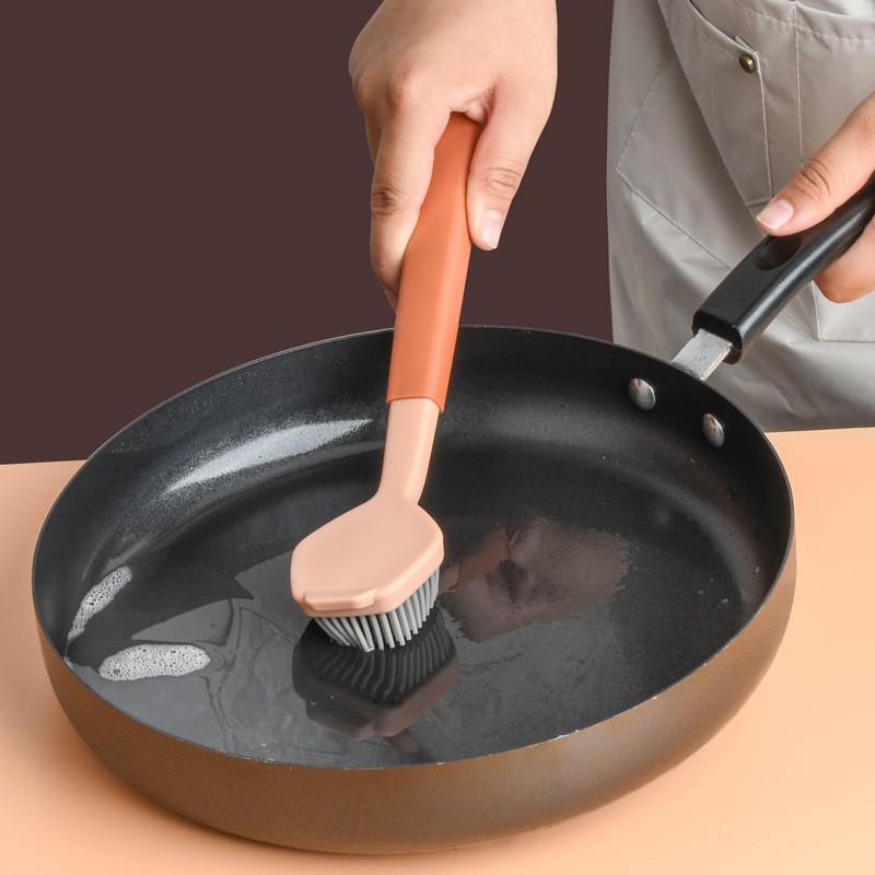 Long-Handled Non-Stick Pot and Dish Scrubbing Brush for Kitchen Cleaning