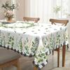 Pastoral Green Plant Round Table Cloth, Green Leaf Vine And Gold Embellishment Print, Fresh And Natural Table Decorative Cloth