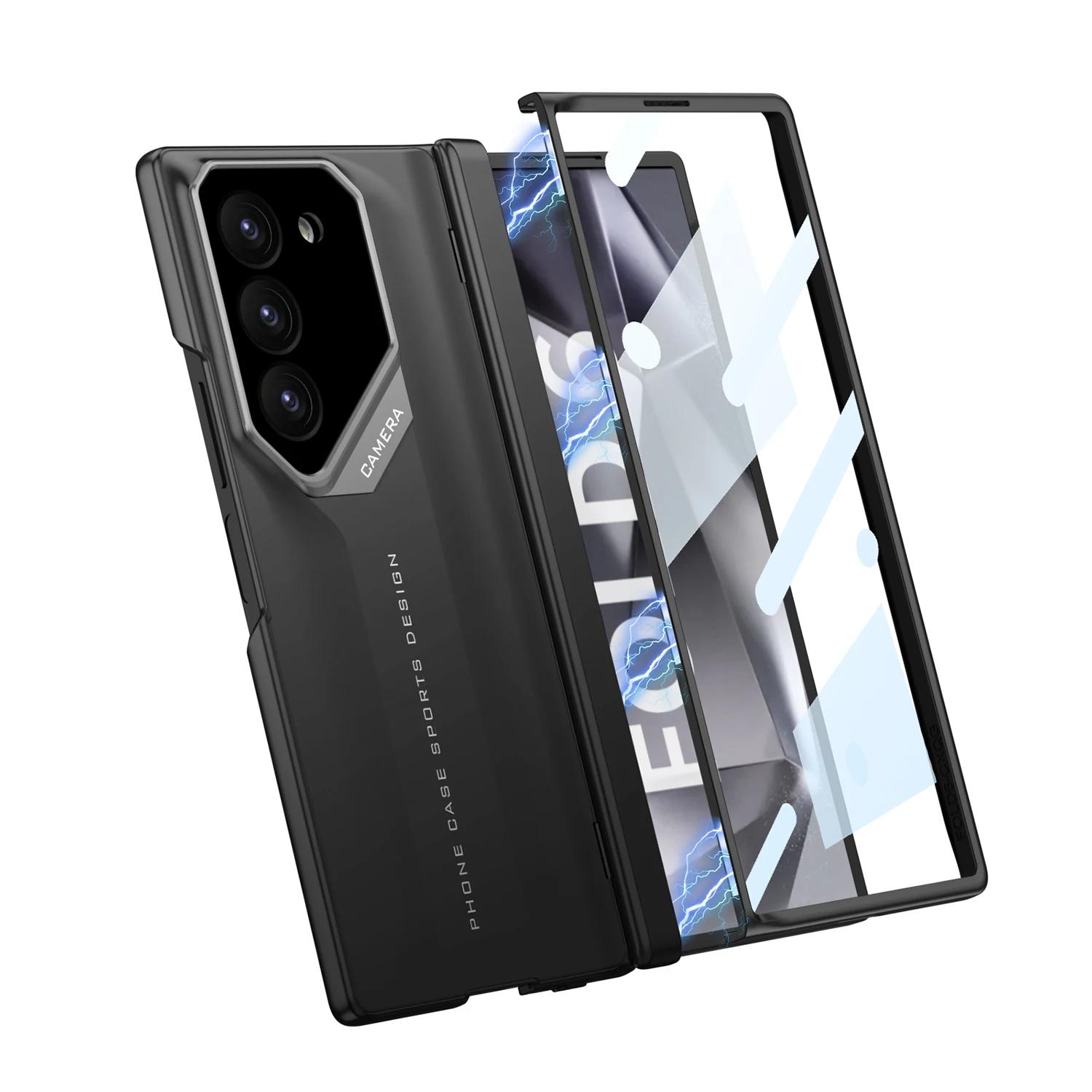 

Роскошный матовый чехол для телефона с магнитным шарниром для Samsung Galaxy Z Fold 7 6 5, защитная пленка из закаленного стекла для всего экрана, защитная крышка galaxy z fold 7
