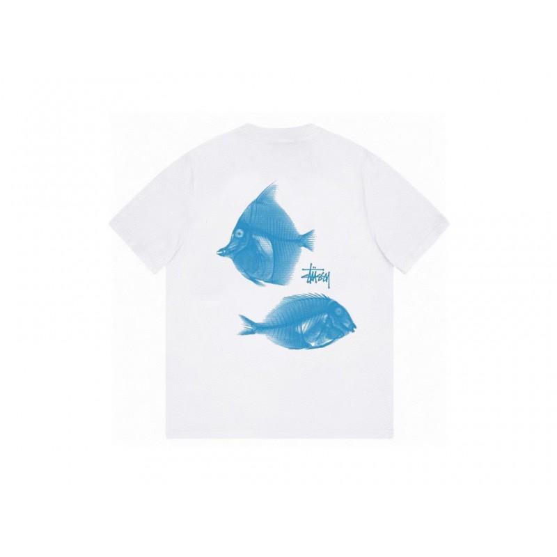 Stussy Short Sleeve T-Shirt Teens Loose Fit 270g Cotton Round Neck Casual Wear