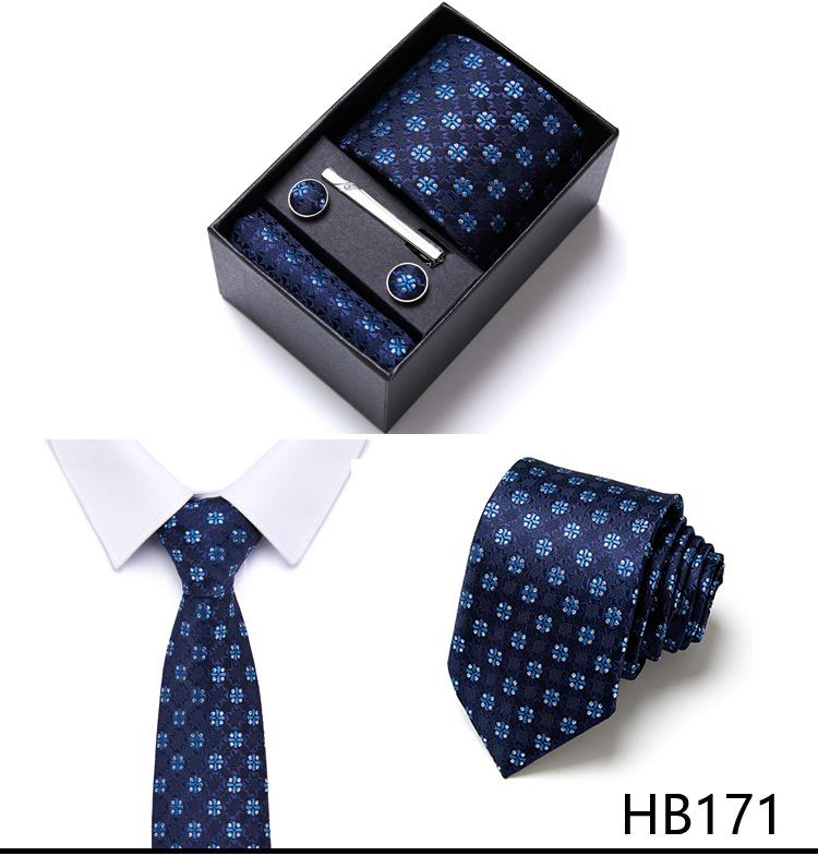 Men's Six-Piece Solid Color Polyester Silk Jacquard Tie Set with Custom Logo