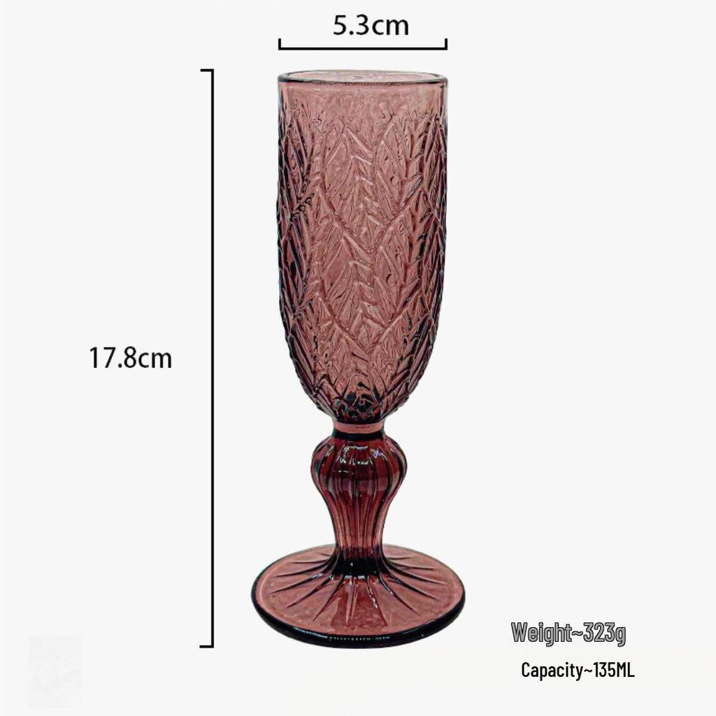 Vintage Embossed Colored Glass Goblet – Luxury Thickened Bubble Wine Glass