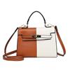 Color Block Kelly Bag: Trendy Two-Tone, Large Capacity, Versatile Shoulder & Crossbody Bag for Work Commute.