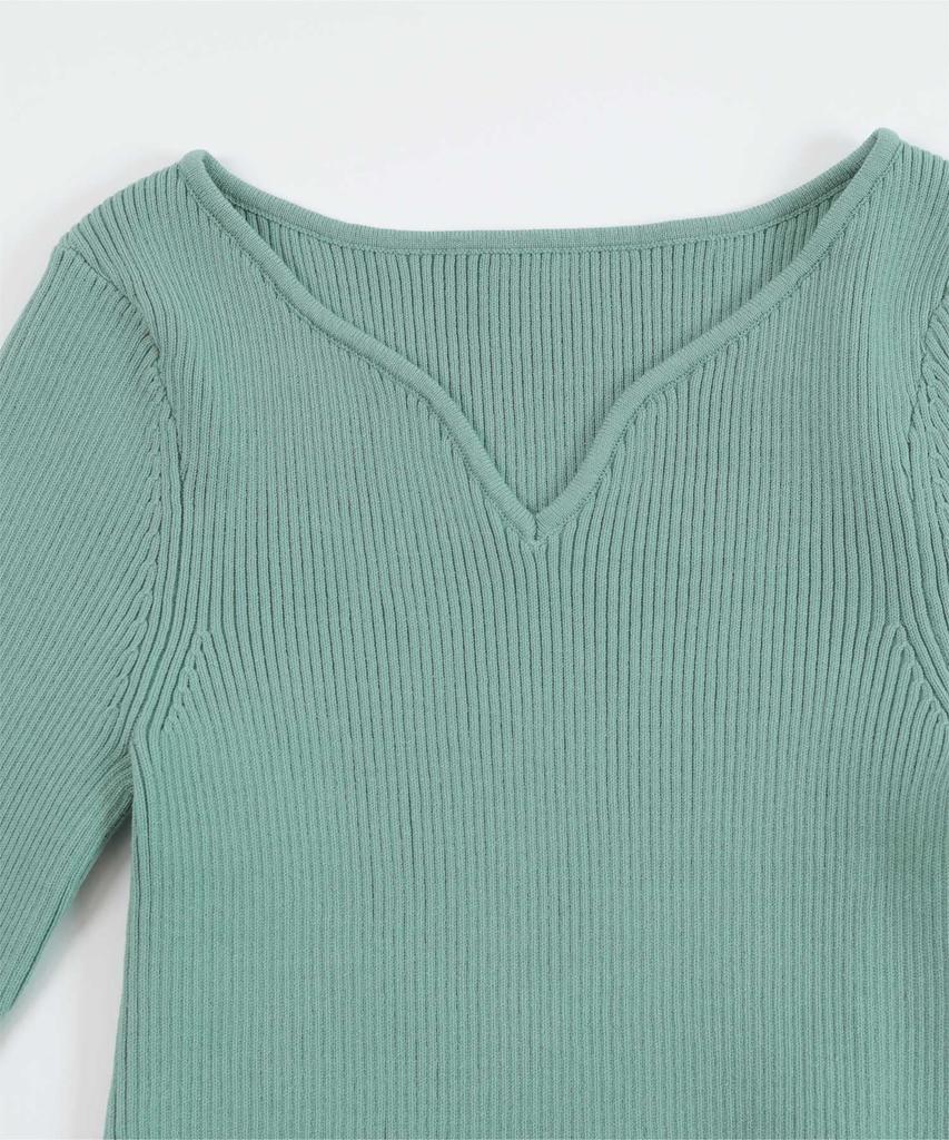 Yours Heart Neck Knit BEXT0243 L Mint Anti-Pilling Women's