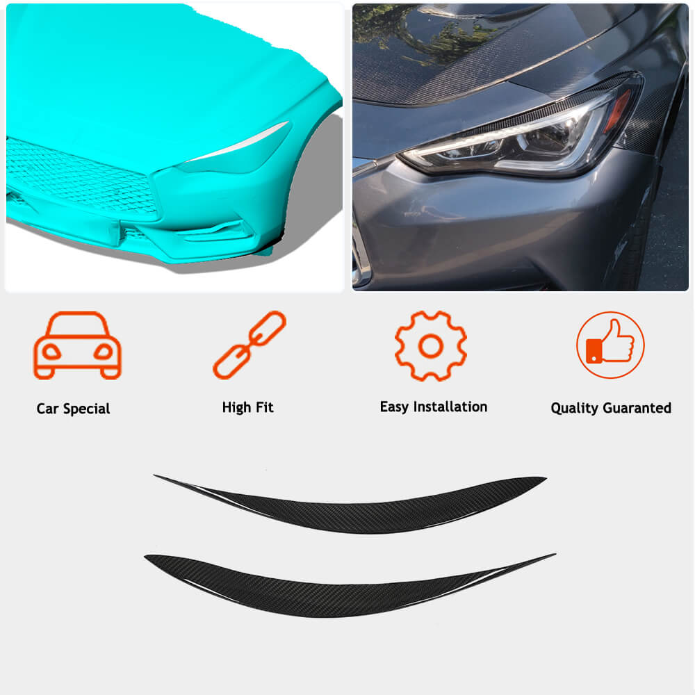 Ресницы на фары (для Q60 2016-2022, Карбон) для Infiniti Q50/Q60