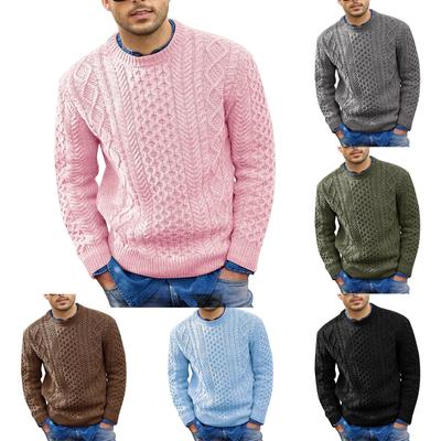 Suéter Masculino Moda Sólida Gola Redonda Manga Comprida Top De Malha